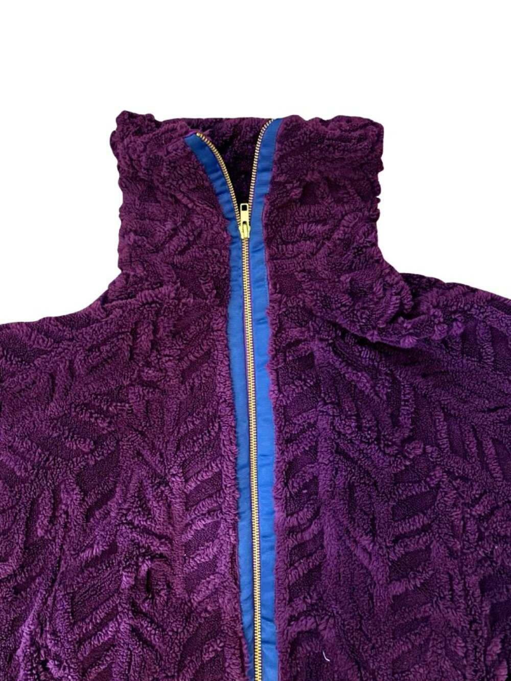 Pilcro at Anthropologie Textured Faux Fur Jacket, Royal Purple, Size Medium - Picture 8 of 11